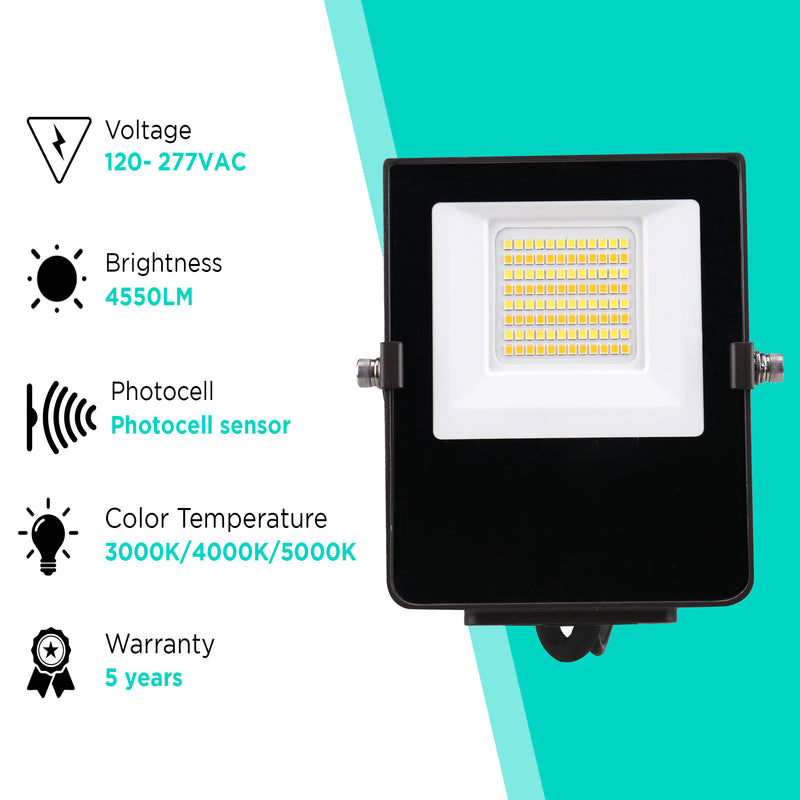 35W Mini Flood Light - CCT Selectable - 4550lms - UL Listed - Glass Cover