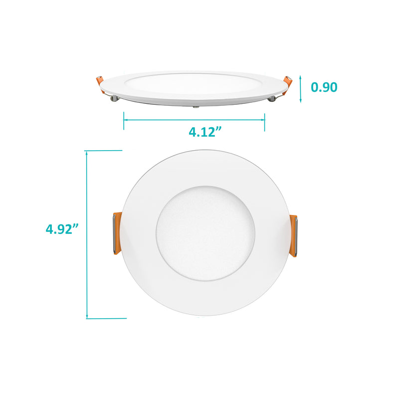 3BRIX 4 Inch 9W Slim Round Ultra-Thin Recessed Downlight with Night Light- 5CCT (27/30/35/40/50K)- 600 lumens