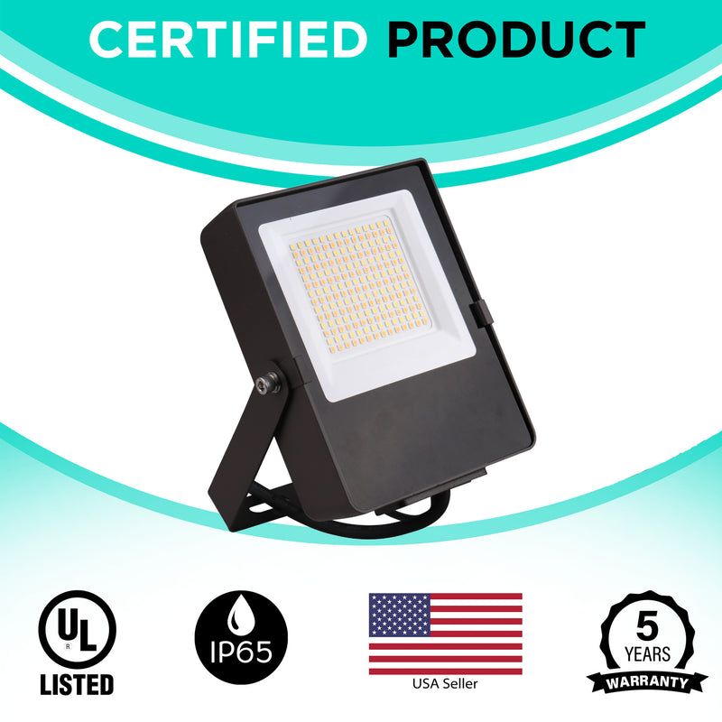 55W Mini Flood Light - CCT Selectable(3000/4000/5000K) - 7150lms - UL Listed - Glass Cover