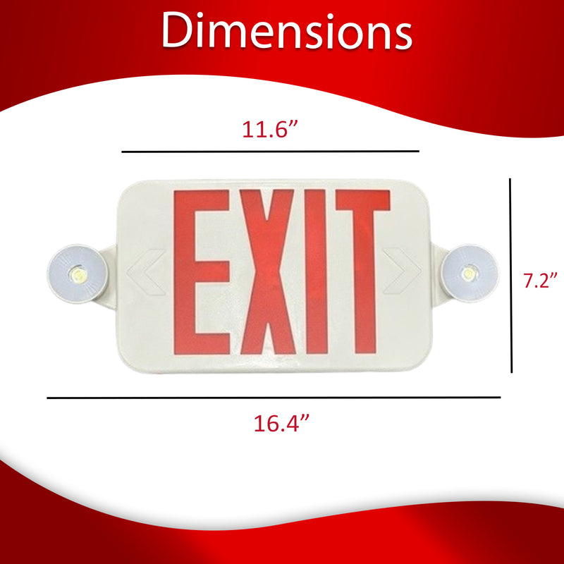 Slim Exit Emergency Combo with Backup Battery - Red Letters