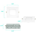3BRIX 4 Inch 9W Ultra Thin Square Recessed Downlight - 5CCT - 650 lumens