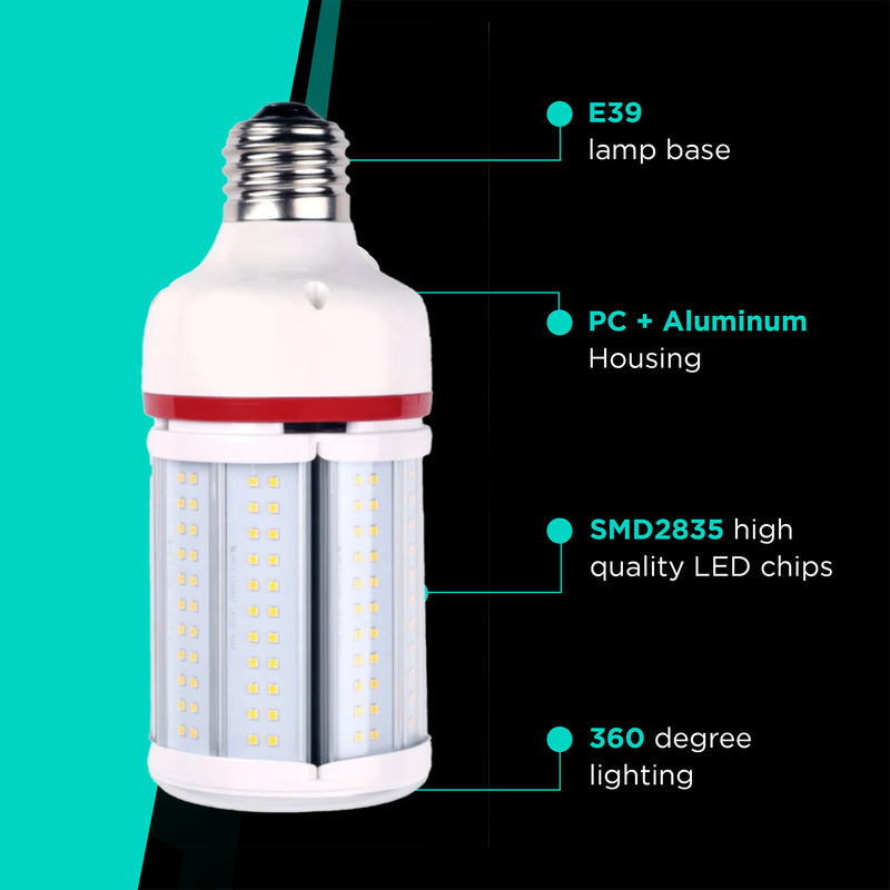80W LED Corn Bulb - E39 - 12400 Lumens - 5700K - IP65 Rated