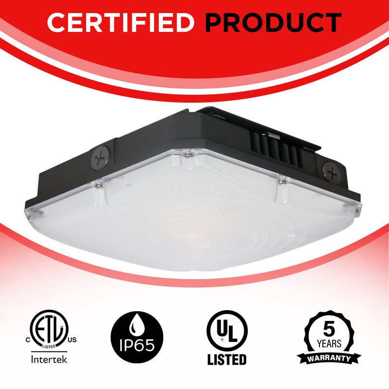 40/60/70W Garage Canopy - Dimmable - 3CCT(3000K/4000K/5000K) - Available in White & Black -ETL & DLC