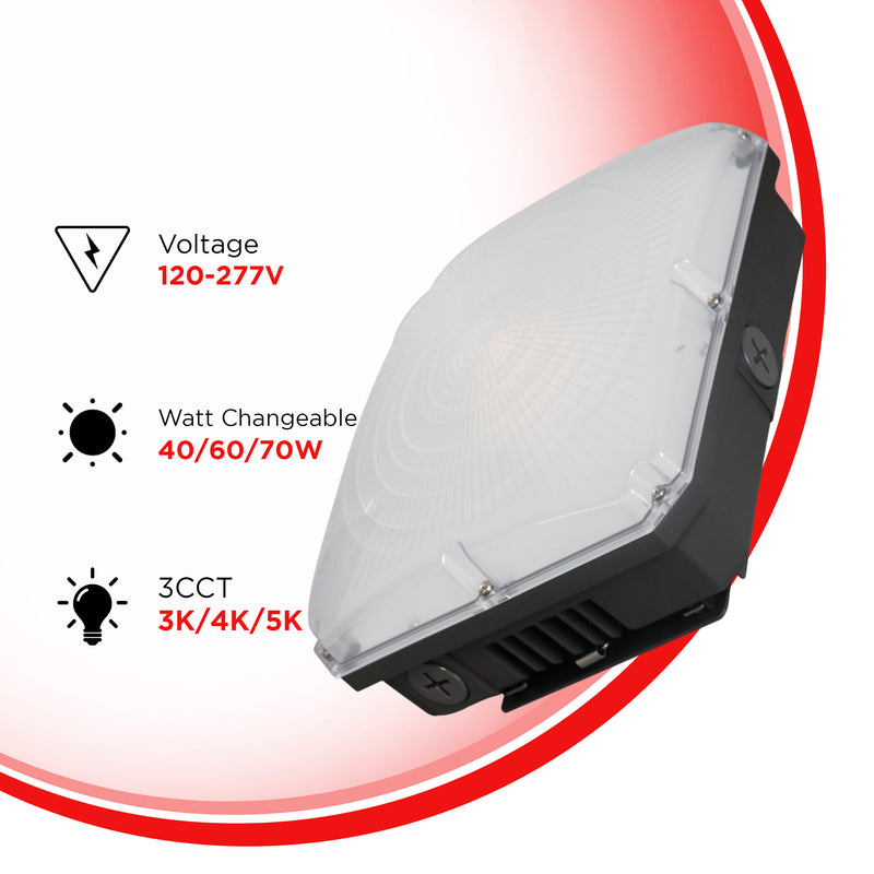 40/60/70W Garage Canopy - Dimmable - 3CCT(3000K/4000K/5000K) - Available in White & Black -ETL & DLC