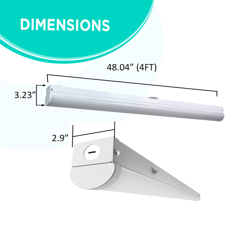 Shine LED 4ft Linear Linkable Strip - Frosted Cover - Selectable Watts (20/30/40W) - 3CCT(30/40/50K) - ETL & DLC