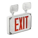 Wet Location LED Emergency Exit Sign Outdoor - Battery Backup with Adjustable Heads - Red Letters