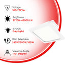 LED Gas Station Canopy Light - Glass Cover - Watt Selectable (240W/200W/160W) - 5700K - DLC - IP65 UL Listed