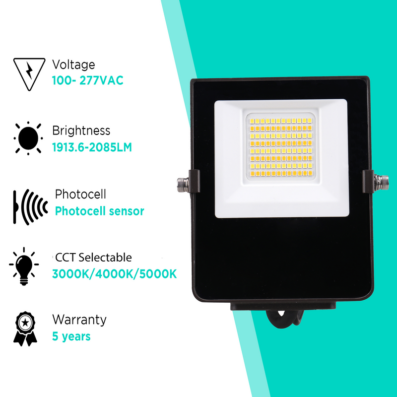 15W Mini Flood Light - CCT Selectable - 1950lms - UL Listed - Glass Cover