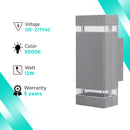 12W Up & Down Lights LED Square Shape 5000K