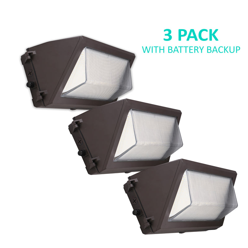 60W Wall Pack With Photocell- Battery Backup 8700 lumens - 5700K - IP65 UL-Listed