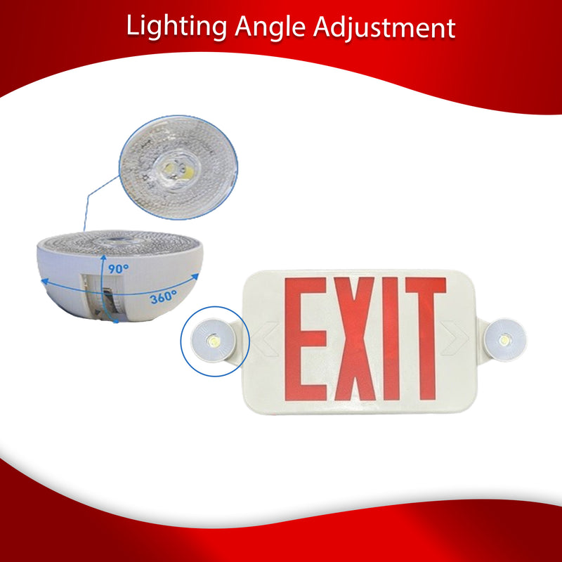 Slim Exit Emergency Combo with Backup Battery - Red Letters