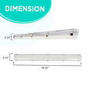 8ft Vapor Light - Watts (70/60/50W) & Color 3CCT(35/40/50K) Selectable - 9800 Lumens Max -
