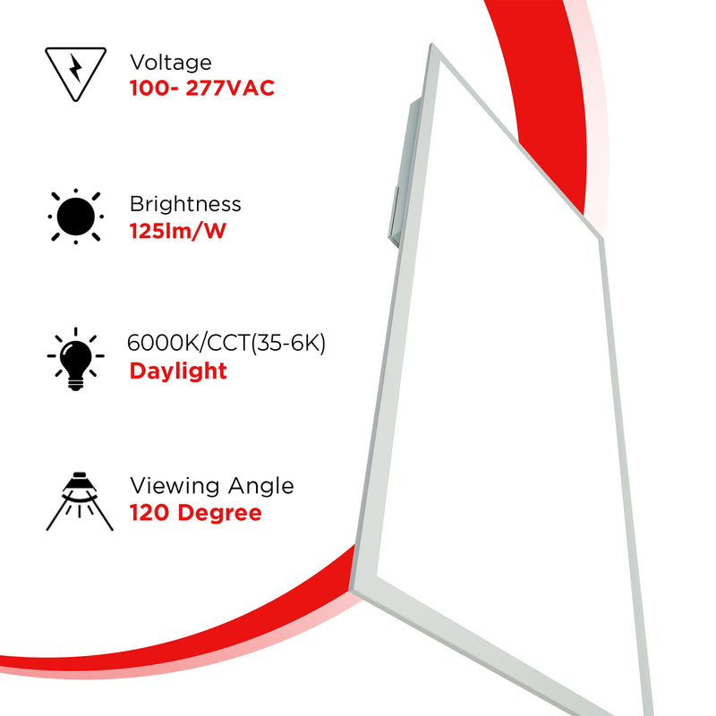 2x4 LED Backlit Panel Light - 50W - 6000K/ CCT - 6250 lumens - ETL Certified - Version 2 - 4 Pack