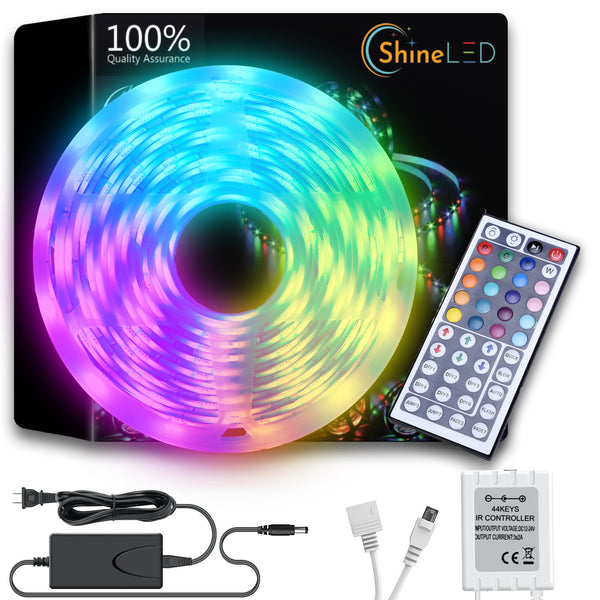 16.4ft 5050 RGB Strip Light - 30 LEDs/m Light Color Changing - 44 Key Remote