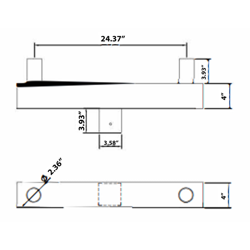 Bullhorn Square Base Bracket with 2 3/8 Tenon Adaptor