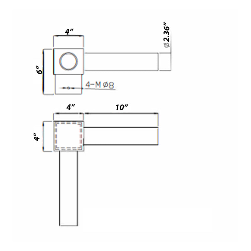 Double Spoke Arm Bracket Square at 90 Degree