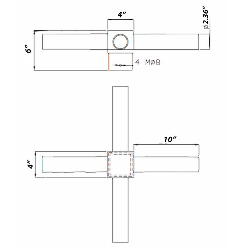 Spoke Arm Bracket With 4 Arms Round Base at 90 Degree