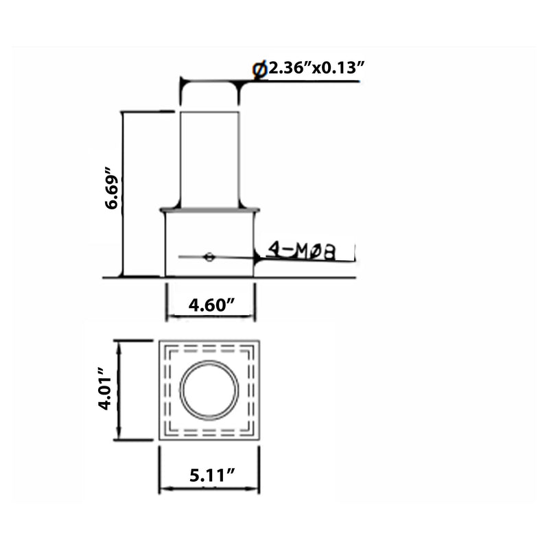 Tenon Adapter for 5 Inch Square Pole