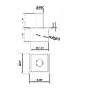 The Tenon Adapter for 6 Inch Square Pole by Shine LED features a robust steel base with a central circular hole. The base measures 6.29 inches on each side and 0.39 inches in thickness. Centrally mounted on the base is a circular post with a diameter of 2.36 inches and a height of 4.52 inches, ideal for an outdoor lighting fixture, and ensures easy installation with four M8 bolt holes.

