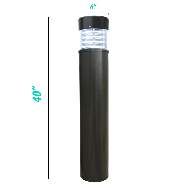 40" LED Bollard Landscape Light - 6" Dome/Flat