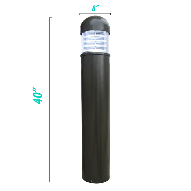 40" LED Bollard Landscape Light - 8" Dome/Flat