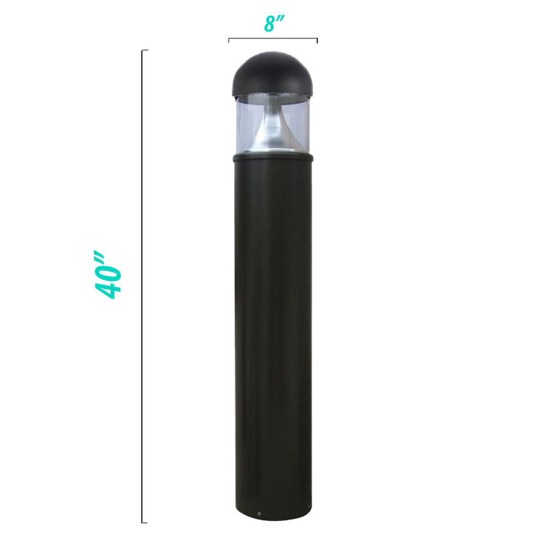 40" LED Bollard Landscape Light - 8" Dome/Flat