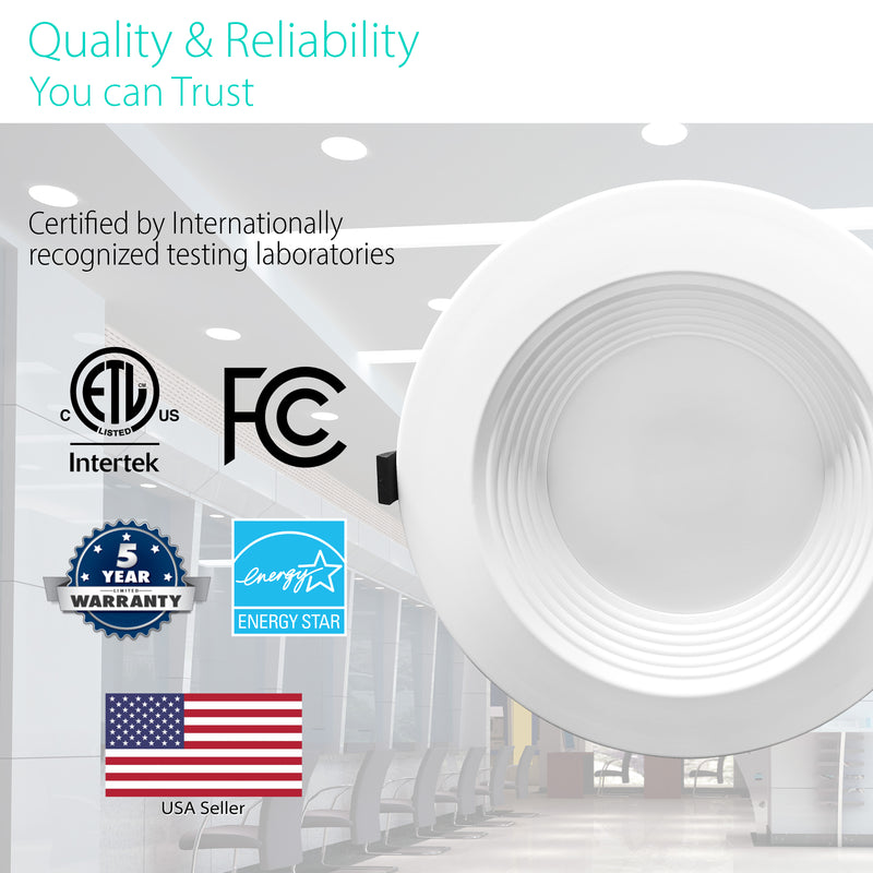 3BRIX 8" Commercial Downlight Selectable Watt 17/24/30W Selectable CCT- 5CCT(27/30/35/40/50K) - Emergency Driver - ETL