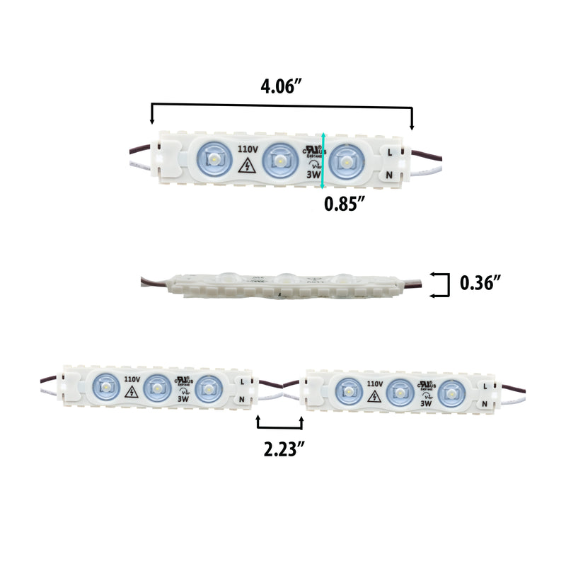 Single Color LED Module Direct AC 110V - 3W - 6000K - 55 Ft- IP67 (Each Pack =100pcs)