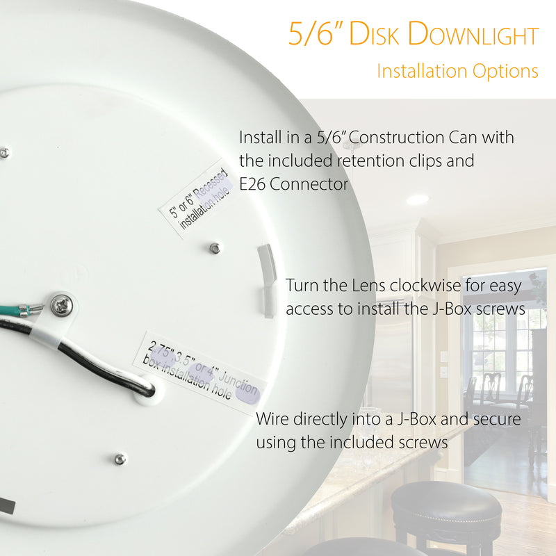 6" 15W Flush Mount Retrofit Disk Downlight - 1200 lumens