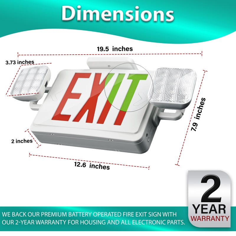 Indoor Emergency Exit Combo - Bi-Colors - Dual Heads