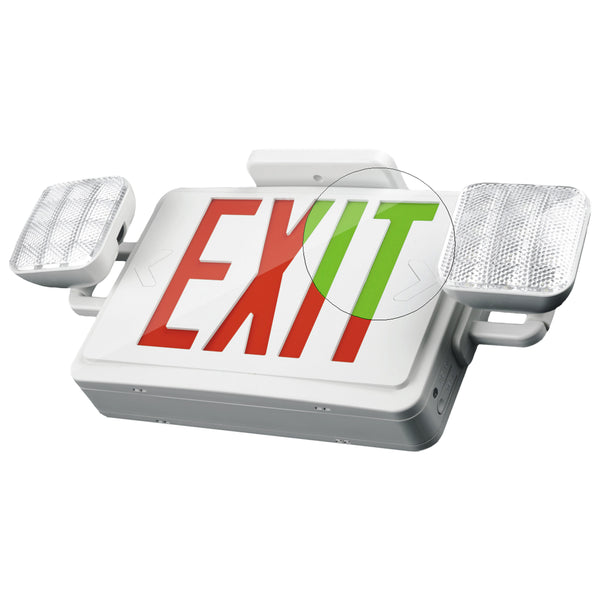 Indoor Emergency Exit Combo - Bi-Colors - Dual Heads