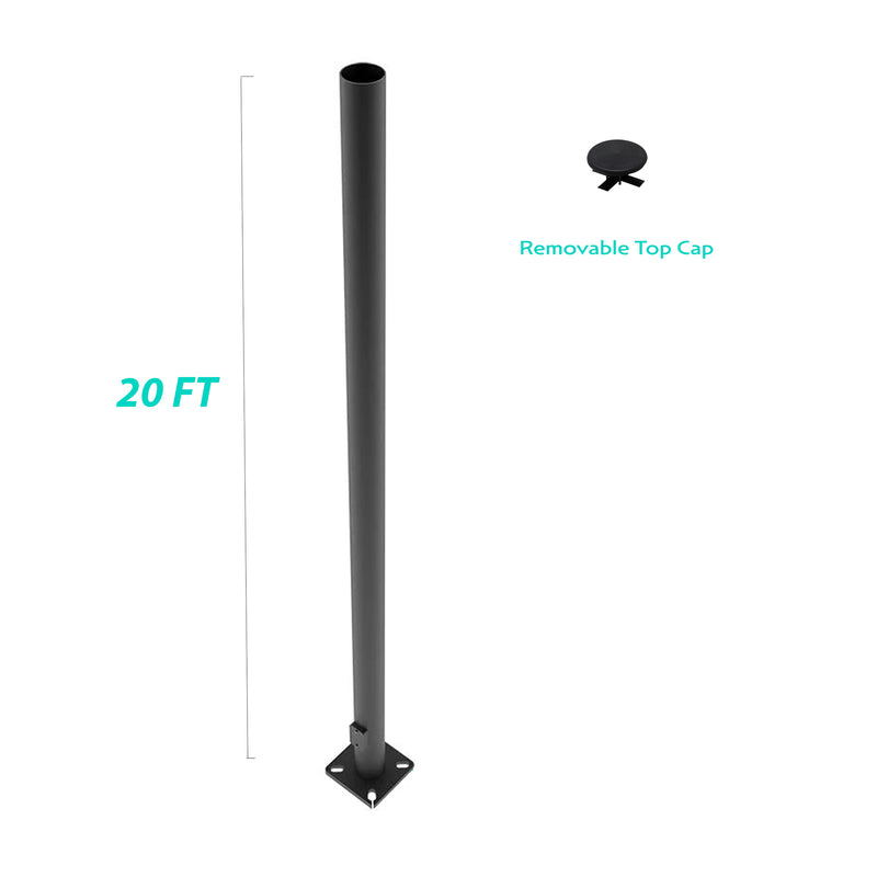 20 Foot Steel Round Straight Light Pole -  Including Shipping