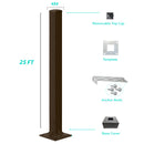 25 Foot Steel 4x4 Square Light Pole 11 Gauge - Including Shipping