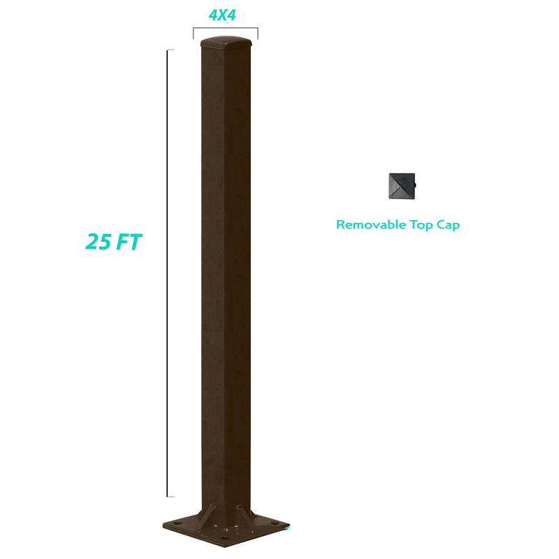 25 Foot Steel 4x4 Square Light Pole 11 Gauge - Including Shipping