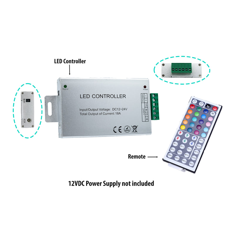 RGB LED Module 12VDC - 0.72W with LED Controller and Remote