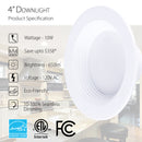 4" 10W LED Recessed Retrofit Downlight - 650 lumens - 75W Equivalent
