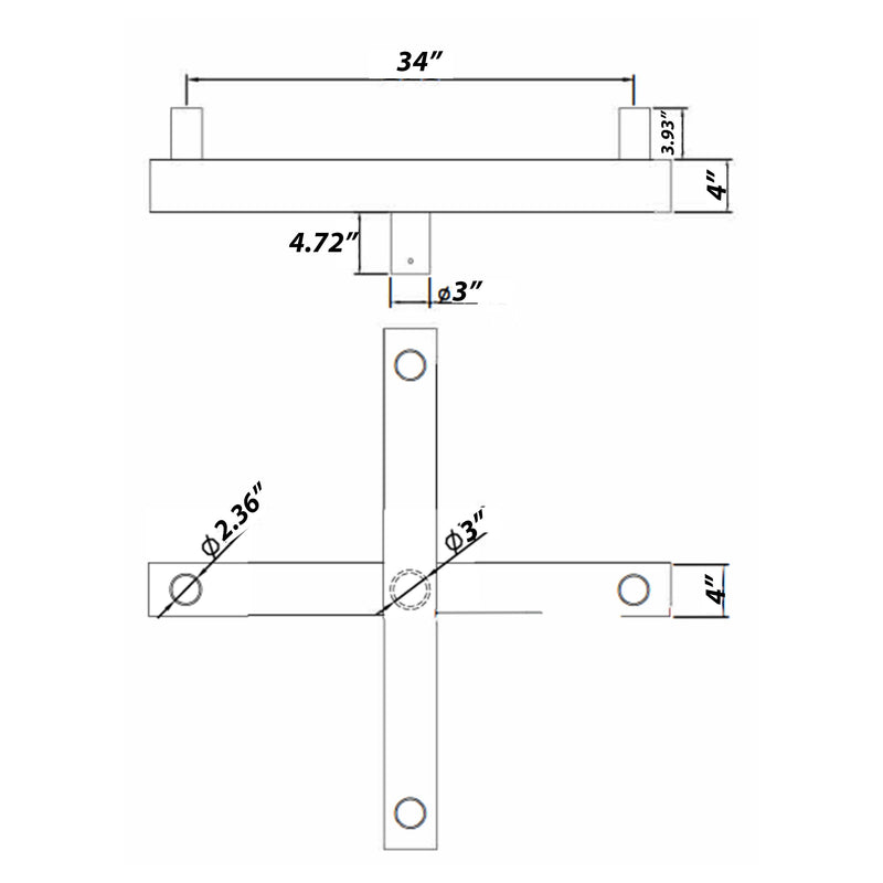 Bullhorn 4 Tenon Vertical Round Base at 90 Degree