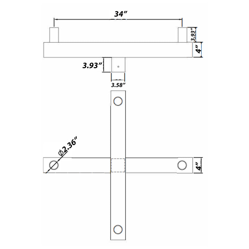 Bullhorn 4 Tenon Vertical Square Base at 90 Degree