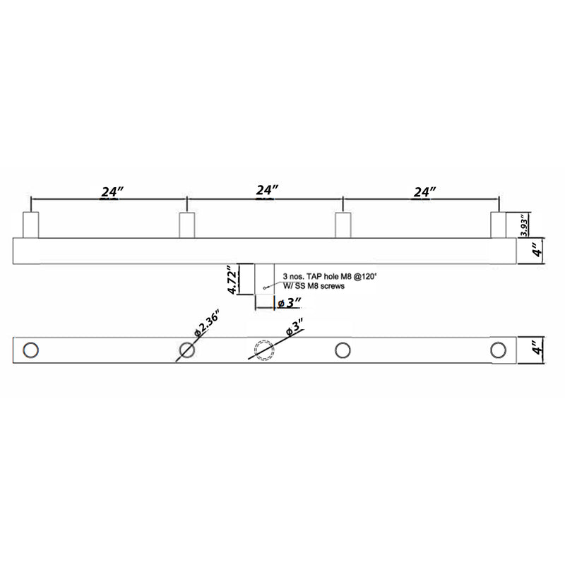 Bullhorn Round Base with 4 Tenon Inline