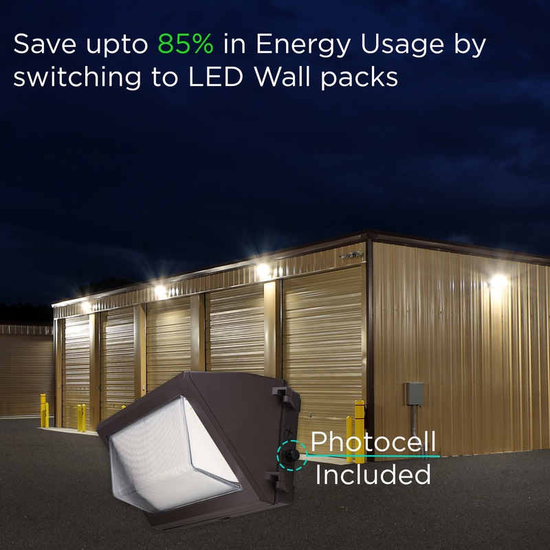 80W Wall Pack With Photocell - Battery Backup- 11600 lumens - 5700K - IP65 UL-Listed