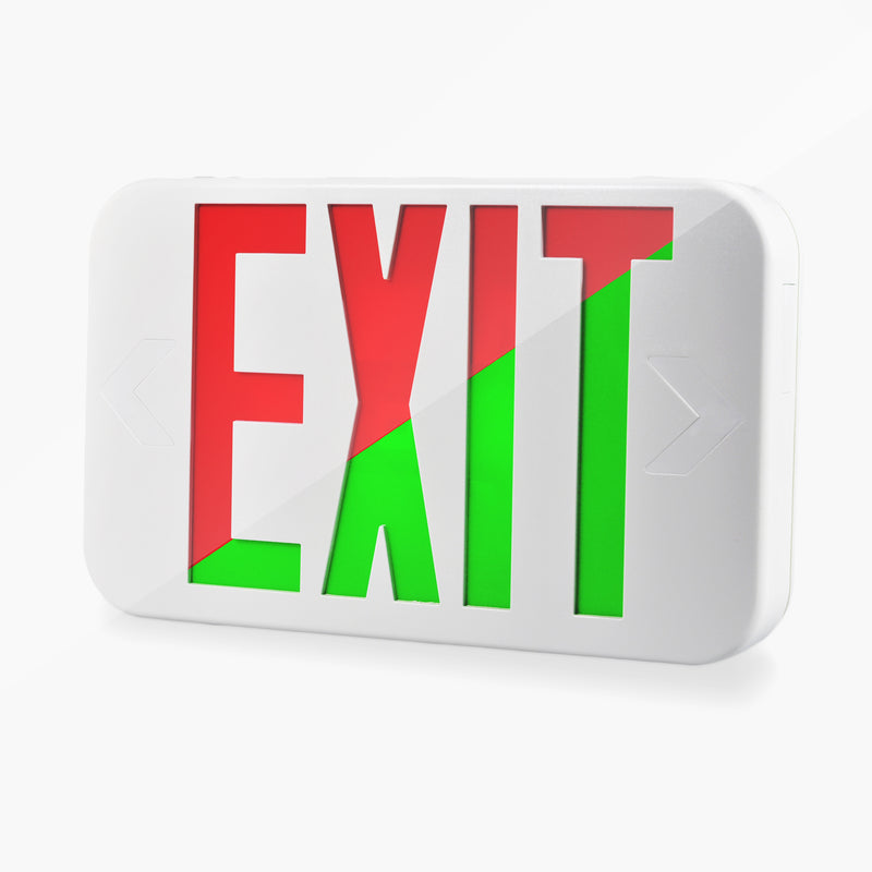 LED Exit Sign - Bi-Color Red/Green - 90+ Minute Emergency Operation