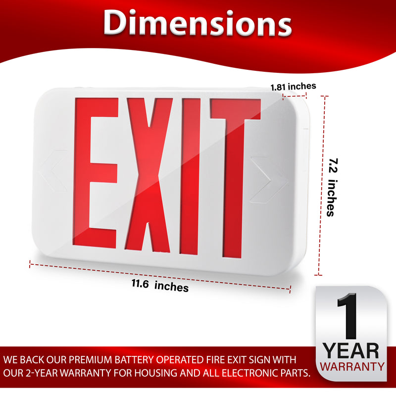 LED Exit Sign - Bi-Color Red/Green - 90+ Minute Emergency Operation