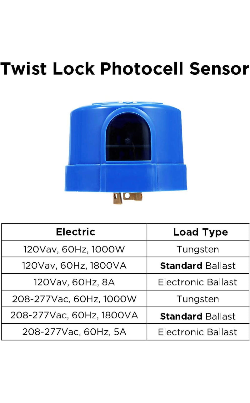 Electronic Dusk to Dawn Photocell Sensor - 120-277V - Twist Lock - 1000W Max