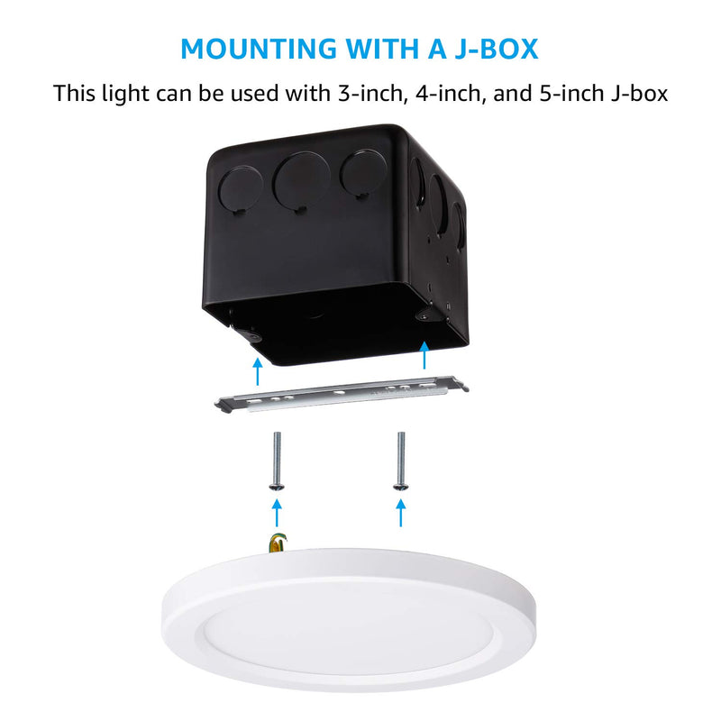 3BRIX 7" 12W LED Surface Mount Round Ceiling Light - 5000K - ETL Listed