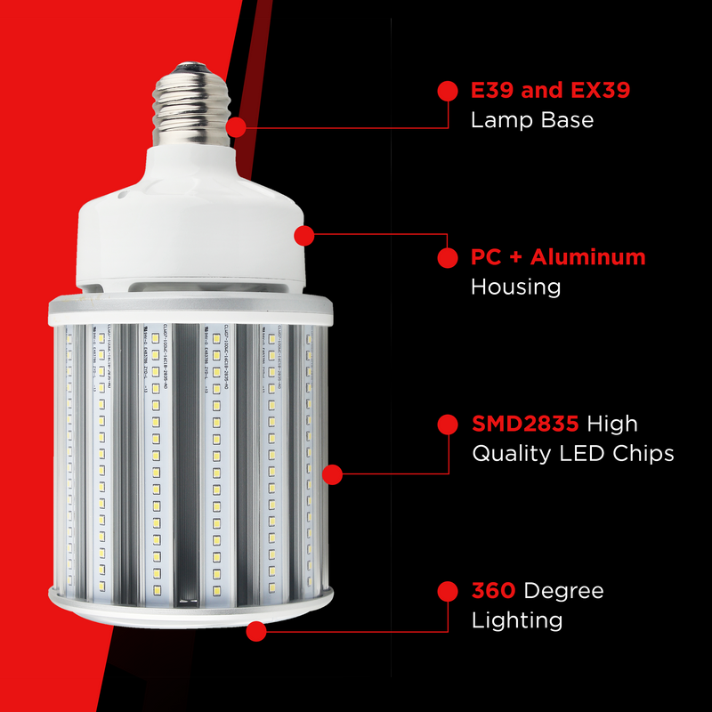 120W LED Corn Bulb - E39 - 18600 Lumens - 6500K - IP65 Rated